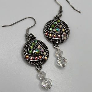 Decorative Dark Silver AB Earrings.